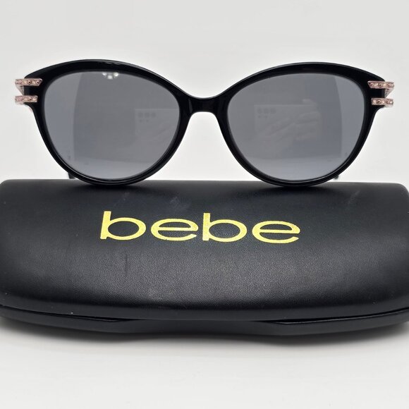 Bebe BB7216 001 Jet Black Rhinestone Cat Eye Eyeglasses Frame w/ Case 52-16-135 - Picture 1 of 15